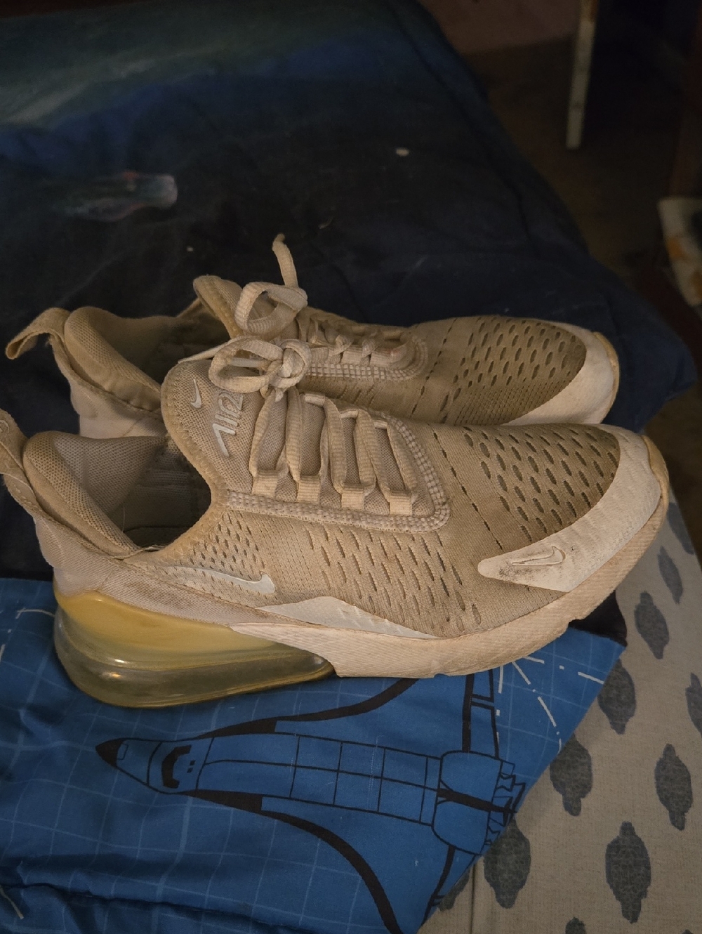 Nike Tan and Yellow Air-Cushioned Sneakers